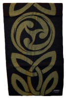 James Pure Wool Celtic Swirl Reversible Scarf Black Lime